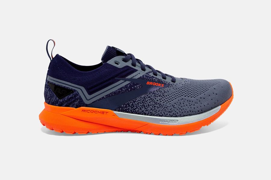 Ricochet 3 Road Brooks Running Shoes NZ Mens - Grey/Orange - XFLMEU-691